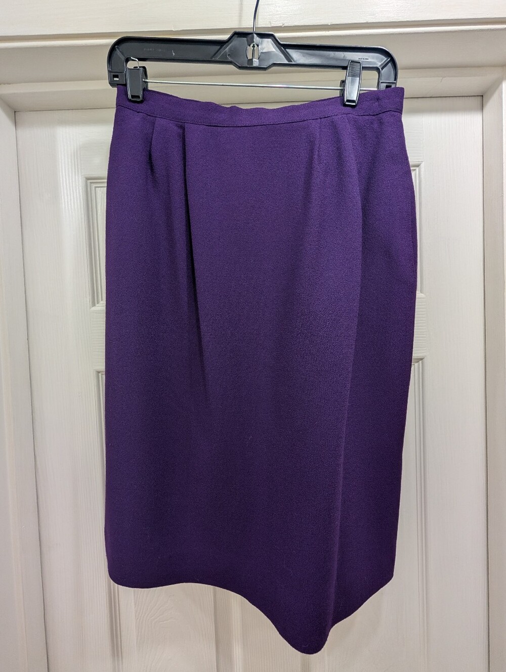 VINTAGE KASPER A.S.L. ROYAL PURPLE 100% WOOL PENCIL SKIRT SZ10